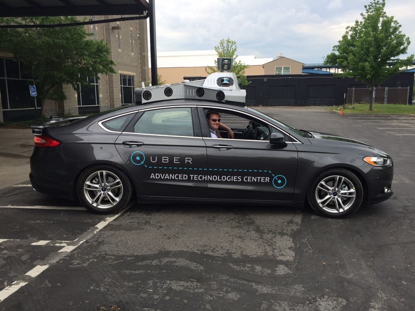 Matt in the early Uber self-driving vehicle